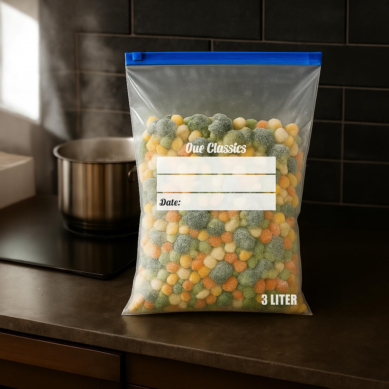 Thumbnail 6 de com-four® 60x Sacs congélation 3L avec fermeture – Pochettes réutilisables pour conservation des aliments