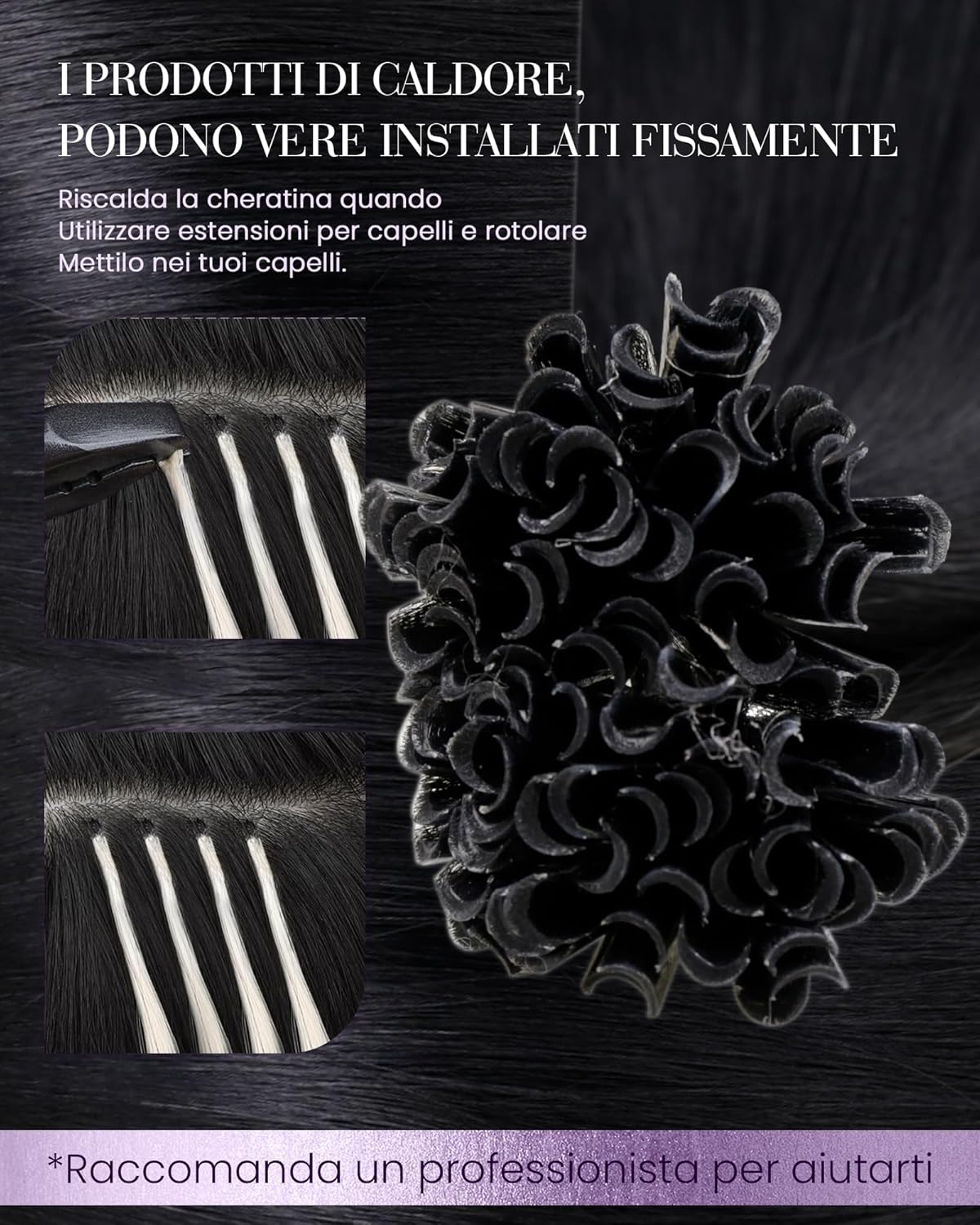 Detalle de LaaVoo Extension Capelli Veri Cheratina Nero Jet 50g – 35 cm, 50 Ciocche U-Scherzo per Uso Quotidiano