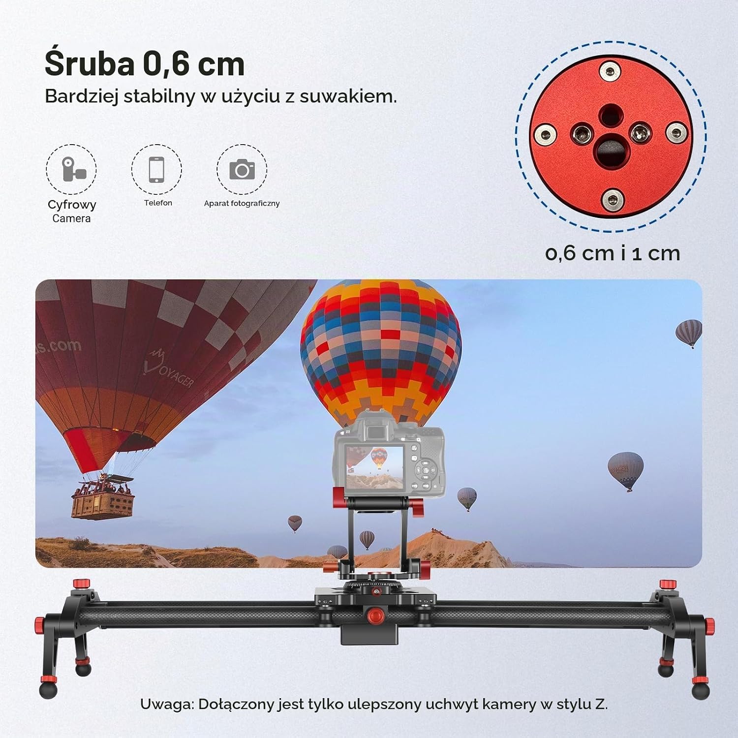 Detalle 2 de NEEWER Z-Flex – składana głowica statywowa z 4 pokrętłami, udźwig 3 kg