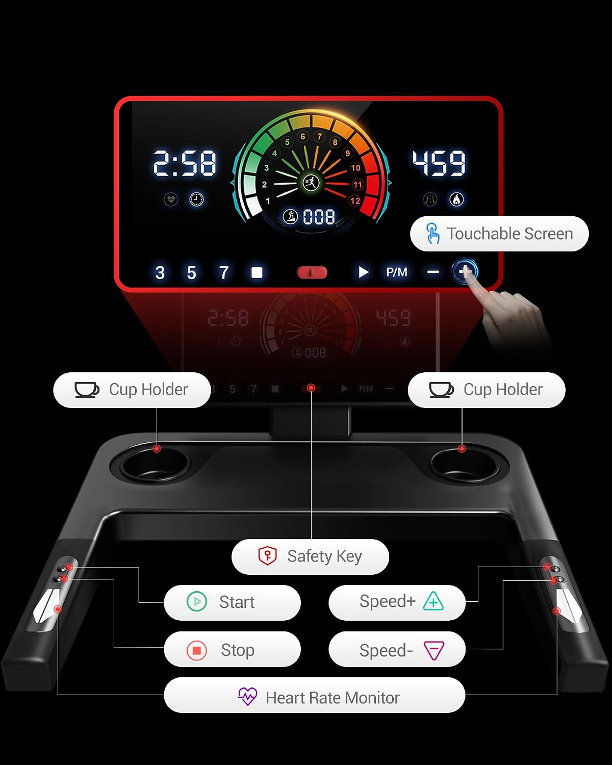 Detalle de Foldable Home Treadmill with 20% Incline and 14 km/h