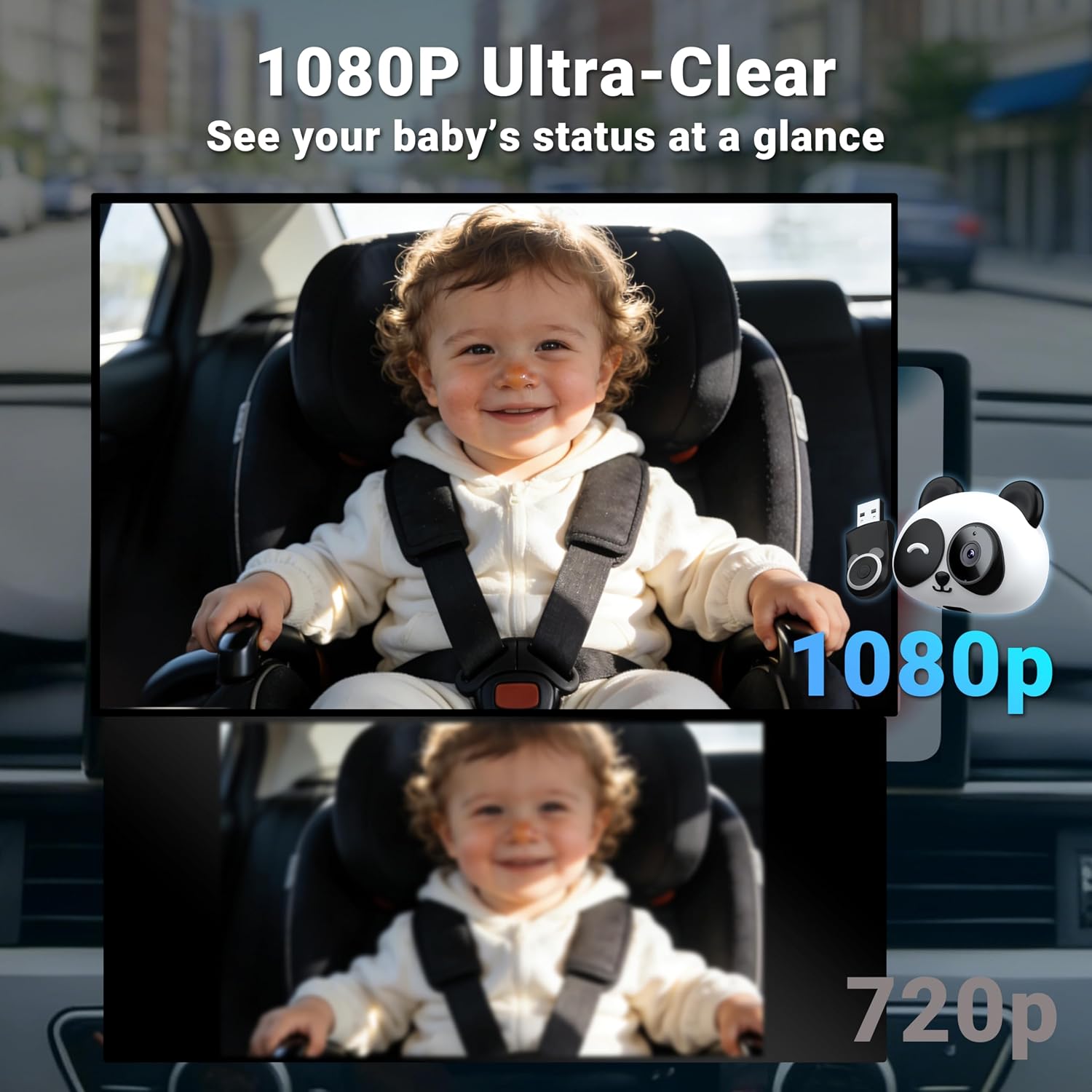 Thumbnail 2 de MINIX CA520 Wireless CarPlay Baby Car Camera for iPhone – 1080P Rear Seat Monitor with Night Vision