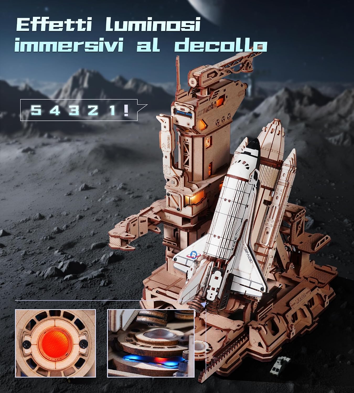 Detalle 2 de ROKR LKA02 Navetta Spaziale in Legno 3D