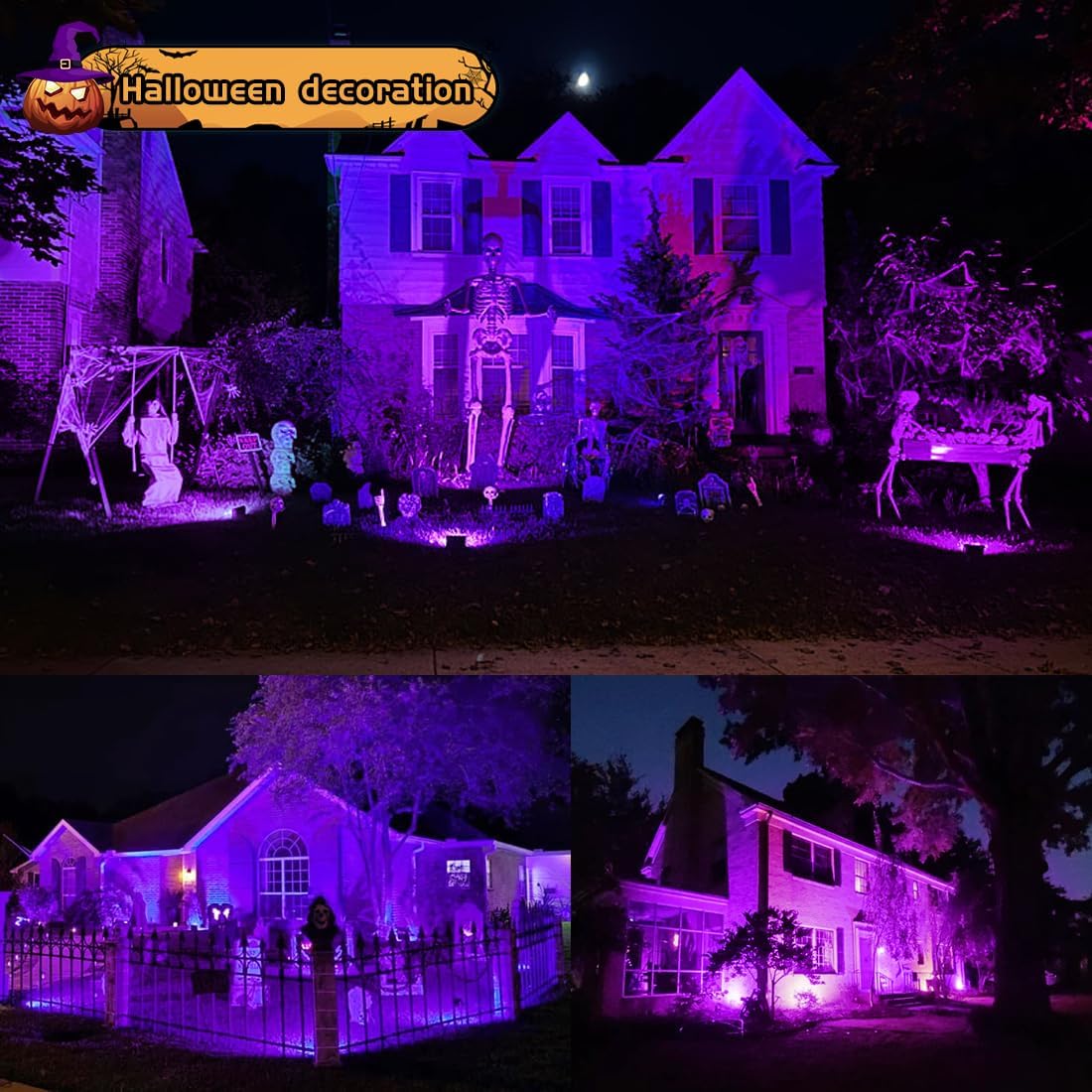 Detalle 1 de MELPO 30W LED Black Light Flood Lights, 4-Pack, IP66, 390–395 nm