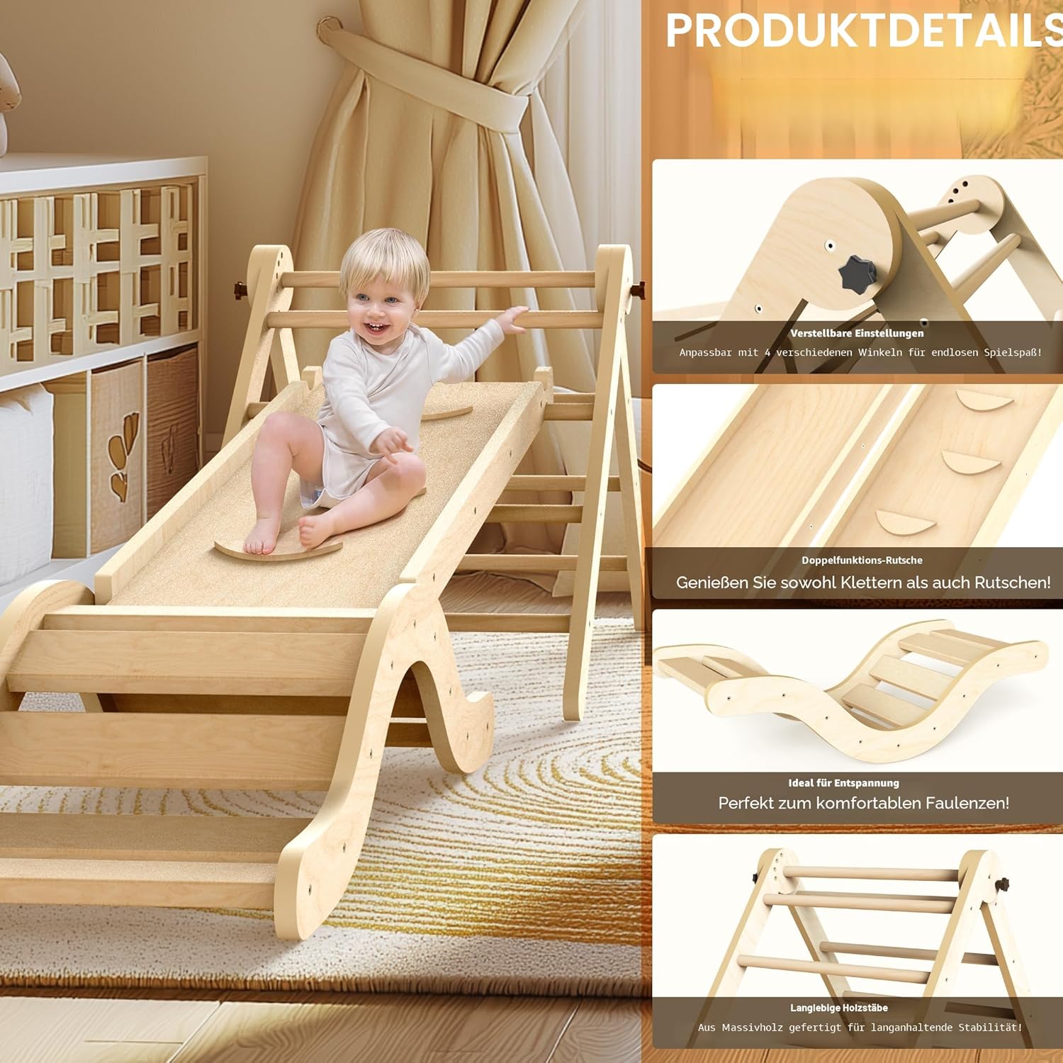 Detalle 2 de Montessori Indoor Spielset Klettergerüst 7-in-1