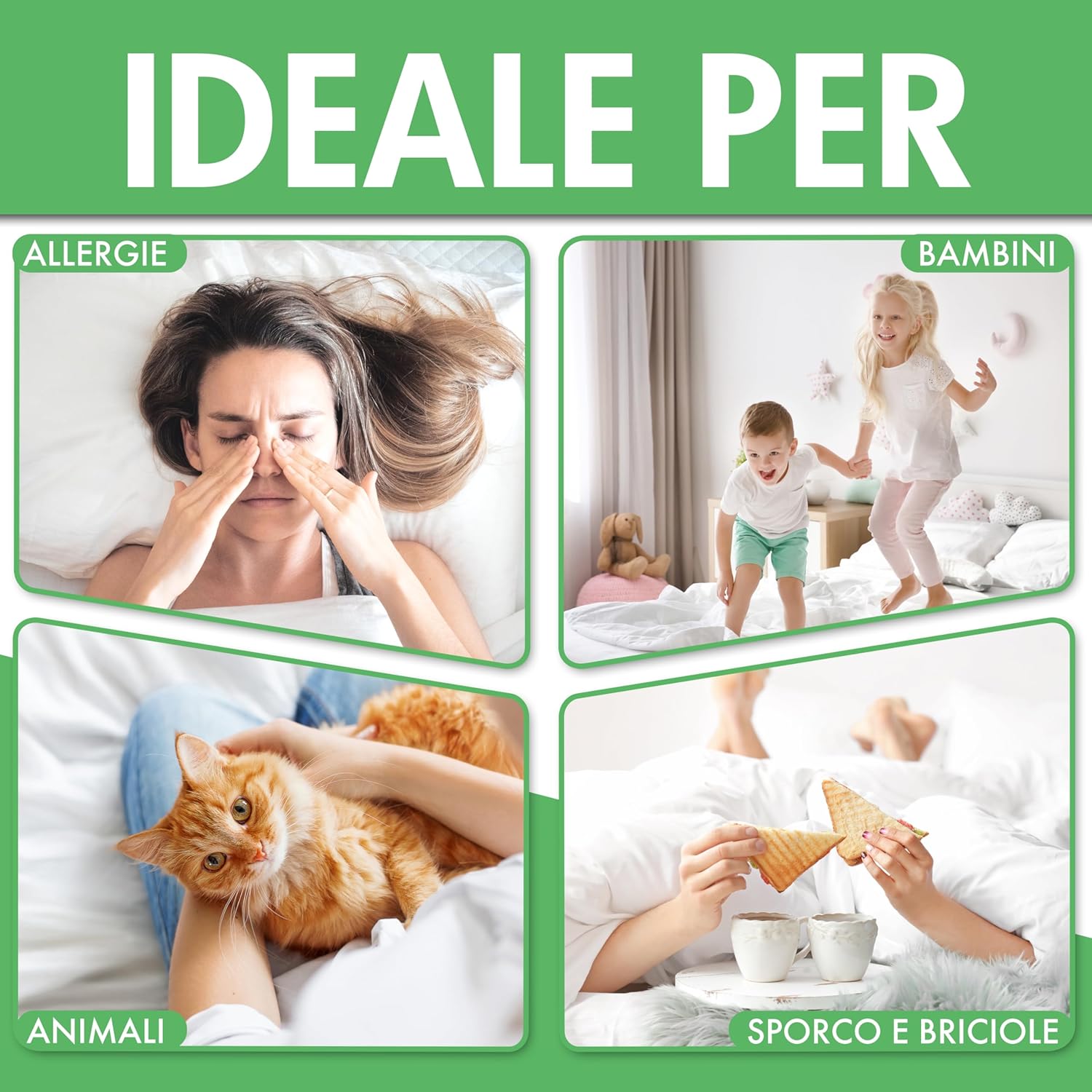 Thumbnail 2 de Welldora Coprimaterasso antiacaro anallergico Premium con cerniera, 160x200x20 cm
