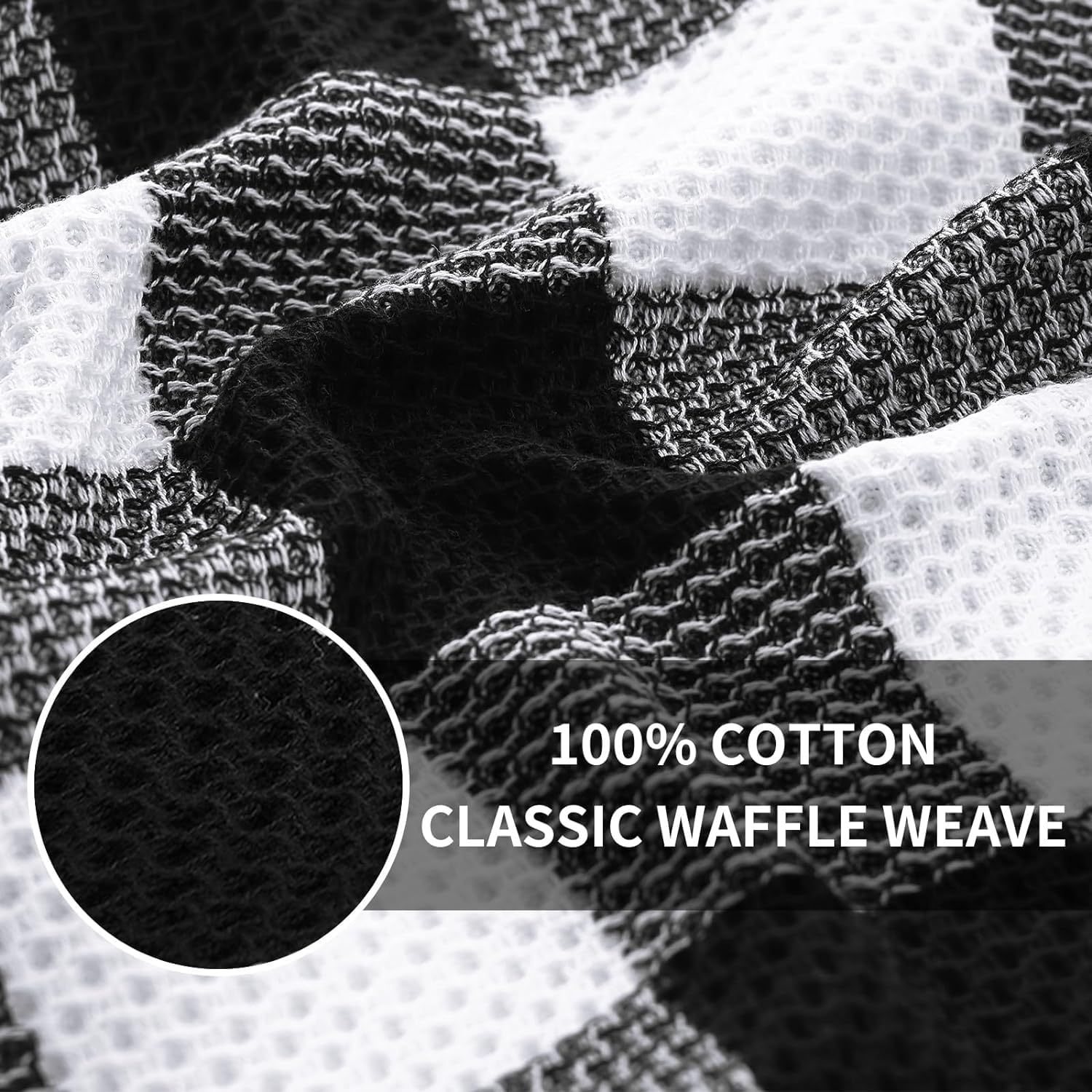 Detalle 2 de Homaxy 10-Piece Kitchen Towels & Dishcloths Set: 12x12 and 13x28 Inches in White & Black