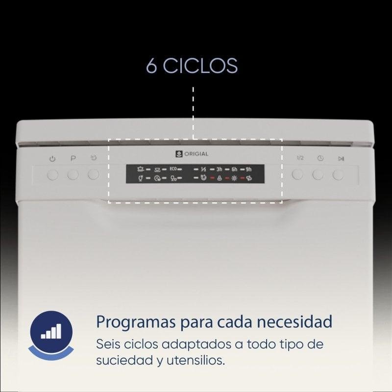 Detalle de Origial LOAD&CHILL 45: Lavavajillas compacto de 45 cm para 10 cubiertos, con 6 programas y secado optimizado