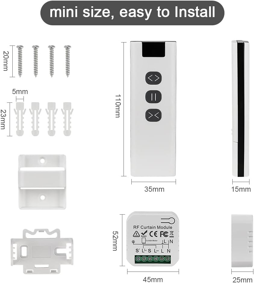 Thumbnail 4 de Anesty Module Volet Roulant Sans Fil (interrupteur RF) avec télécommande et récepteur jusqu’à 100 m