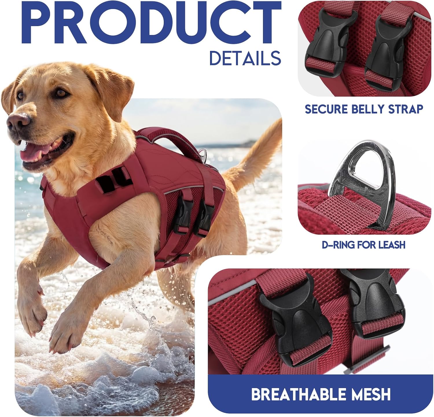 Detalle de ASENKU Dog Life Jacket XS