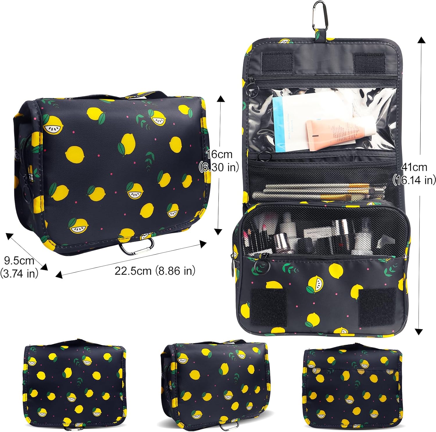 Thumbnail 2 de Hanging Wash Bag with Carabiner – Travel Toiletry Bag for Women, Men and Kids (Black)