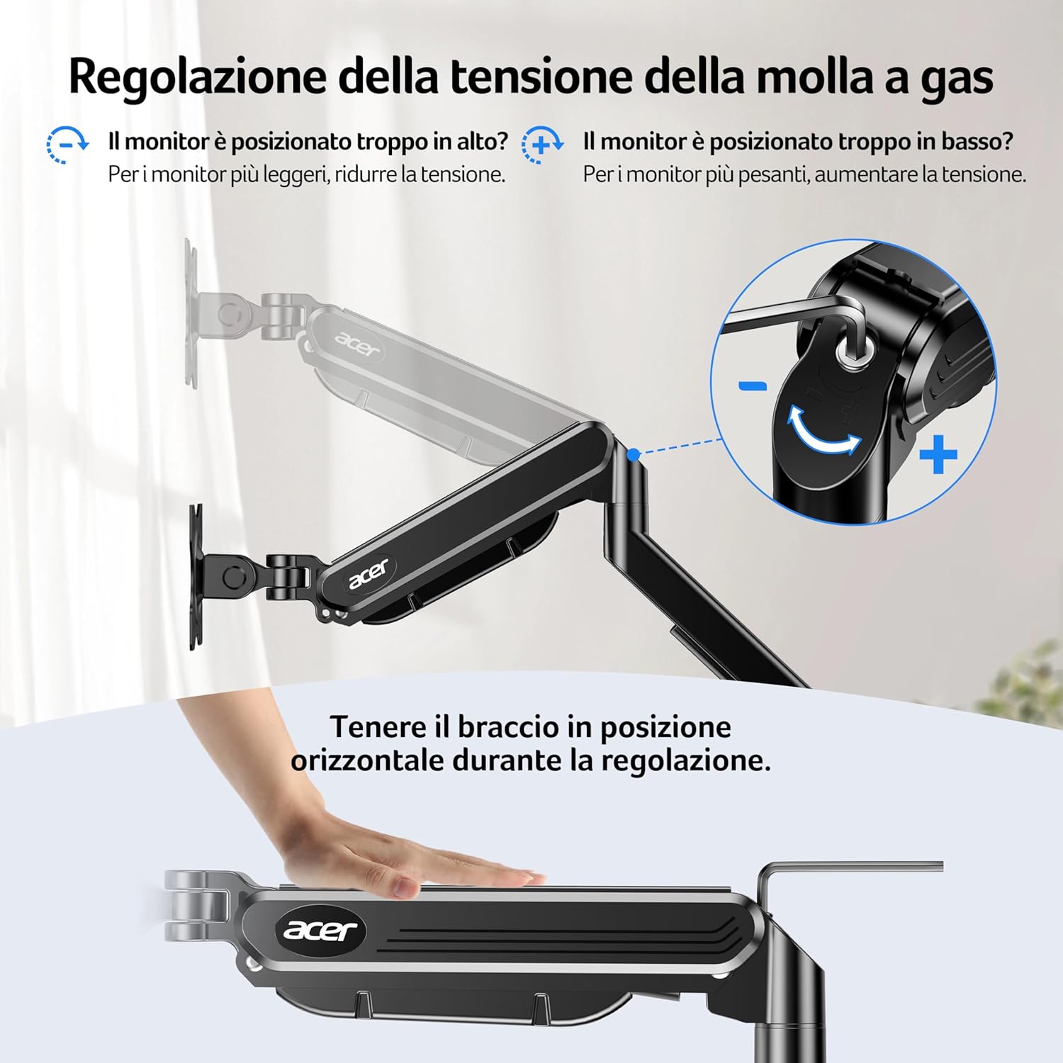 Thumbnail 6 de Acer Supporto Monitor Schermi Gas: Braccio Regolabile per 17"–34", gestione cavi e montaggio robusto