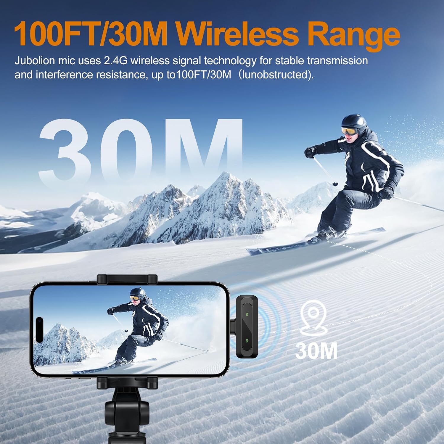 Thumbnail 2 de Jubolion J3 Wireless Lavalier Microphone for iPhone and Android