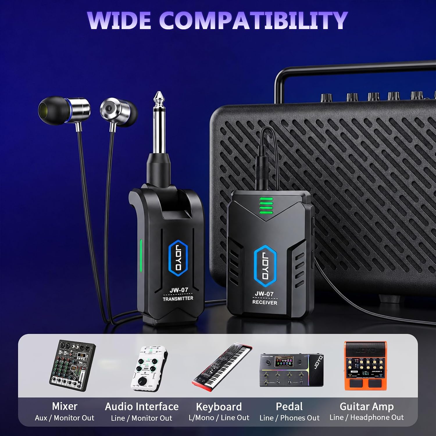 Detalle 2 de JOYO JW-07 Wireless In-Ear Monitor System, 2.4 GHz Mono, Rechargeable