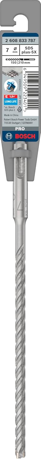 Detalle de Bosch foret PRO SDS plus-5X pour béton armé et béton (Ø 7,00 mm) – 7 x 150 x 210 mm