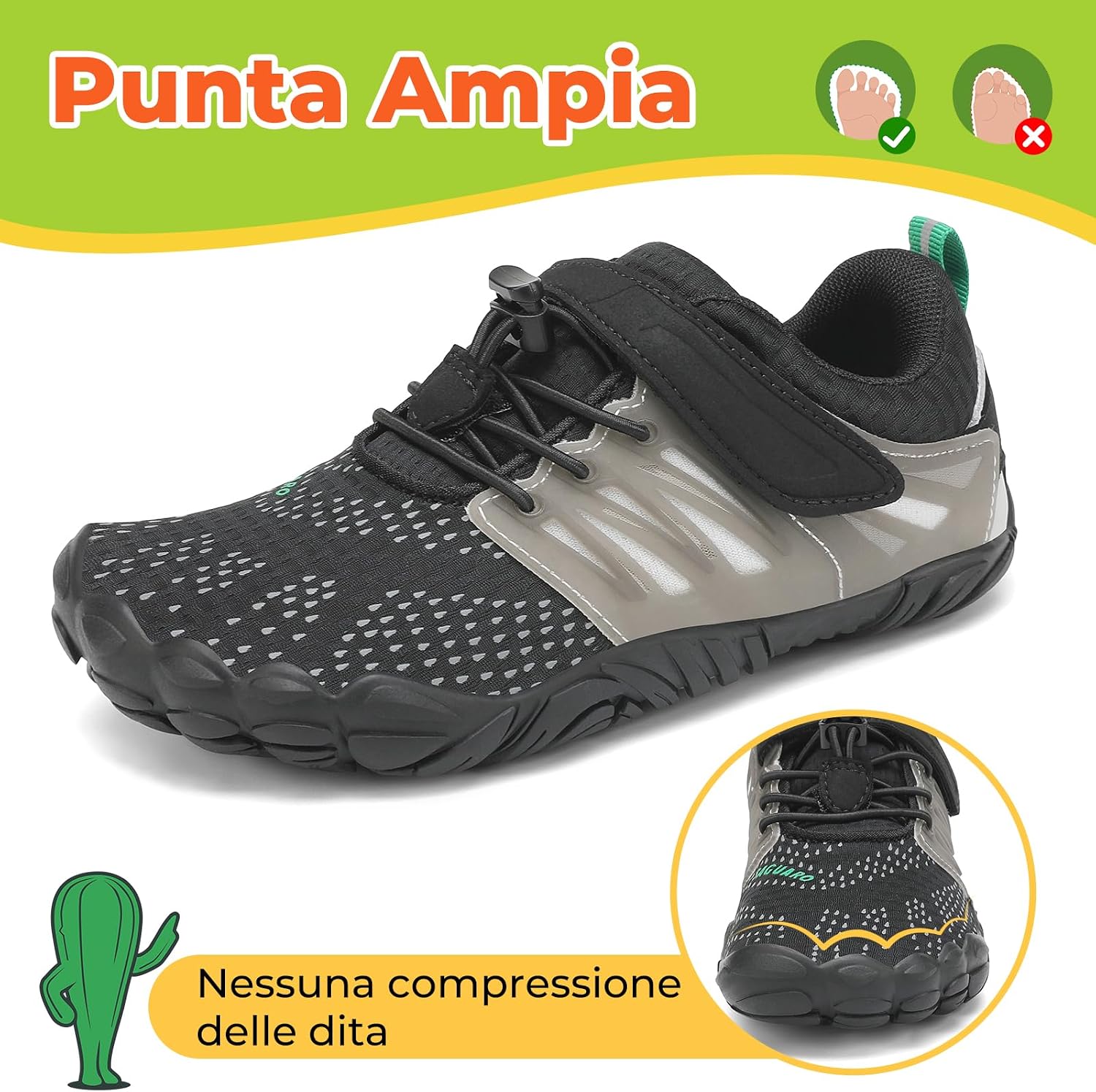 Detalle de SAGUARO Barefoot Shoes bambini traspiranti minimaliste Gr. 24-36