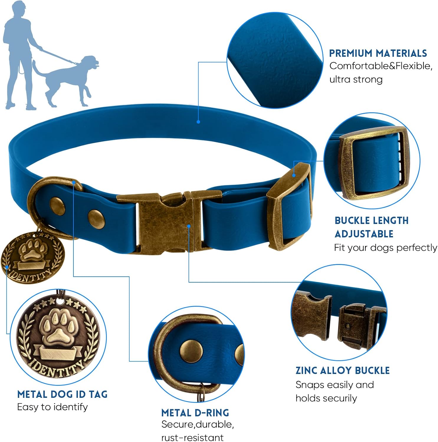 Thumbnail 2 de Wisedog Hundehalsband und Leine Set Combo – Einstellbares Halsband mit Hundeleine + Poop Bag Holder