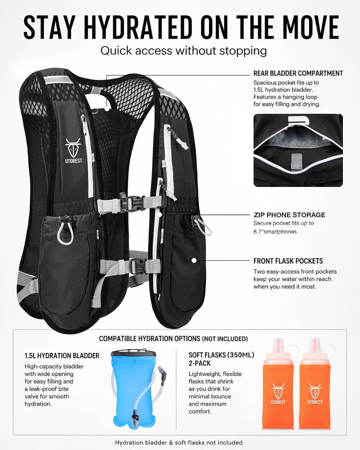 Thumbnail 5 de UTOBEST Running Backpacks 5L hydration pack