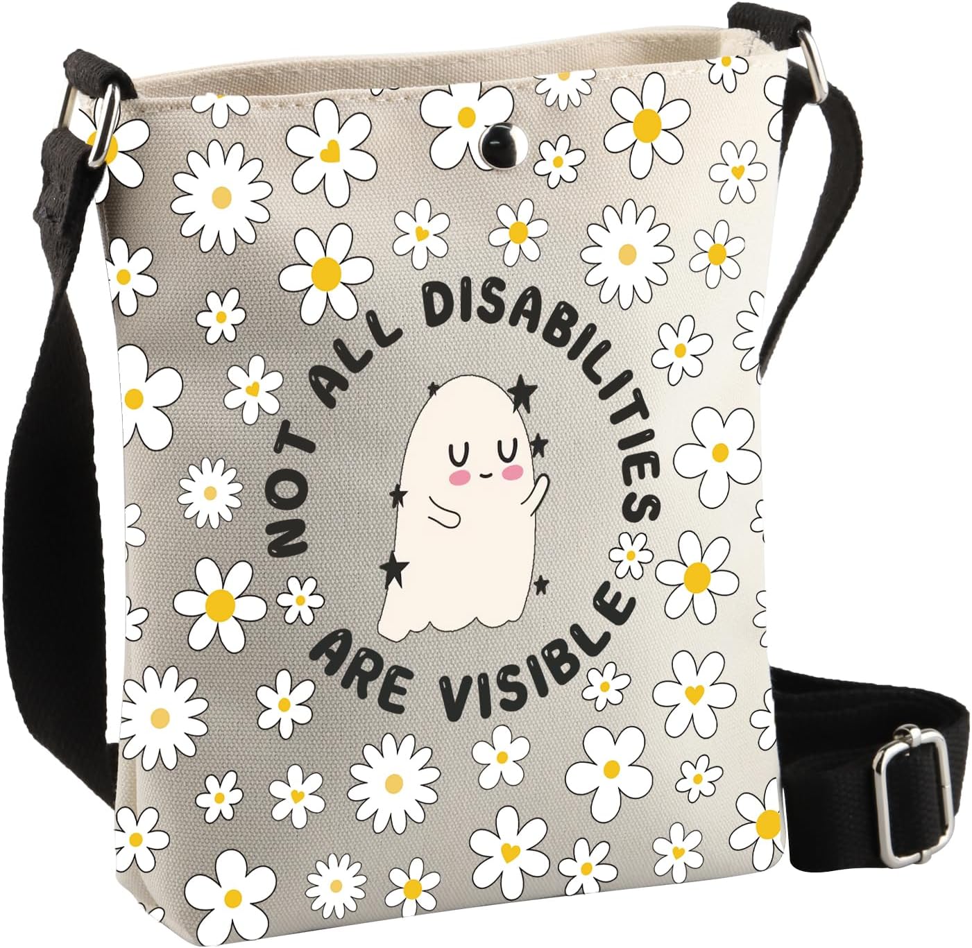 Detalle de PLITI Not All Disabilities Are Visible Crossbody Bag – Invisible Disabilities Gift