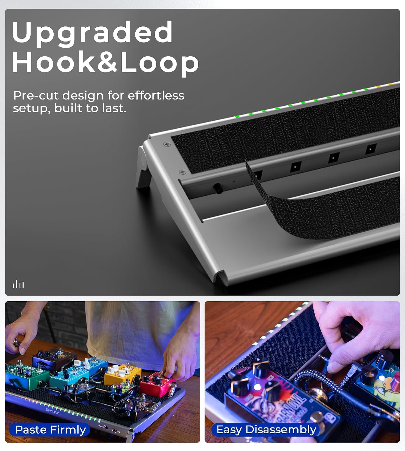 Detalle de Vangoa VPPD-S Guitar Pedal Board with 8 Isolated 9V Outputs and Foldable Legs