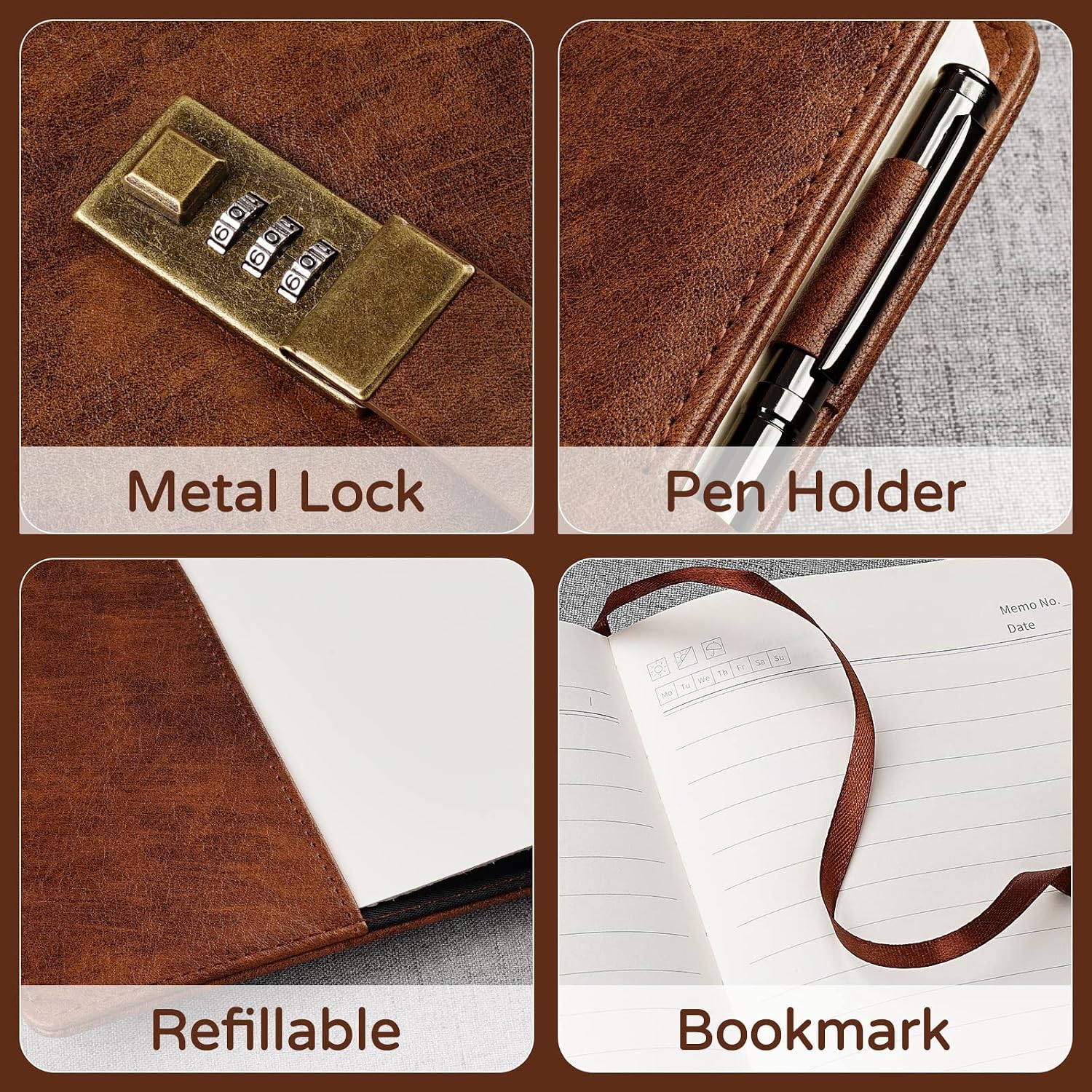 Detalle 2 de WEMATE Diary with Lock A5 240 Pages