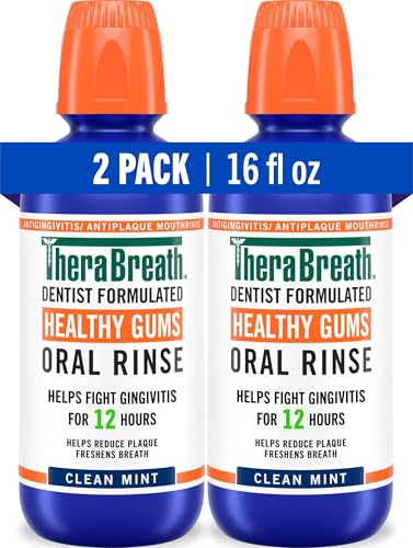 TheraBreath Healthy Gums Oral Rinse (Clean Mint) – 2 x 16 oz, Alcohol-Free
