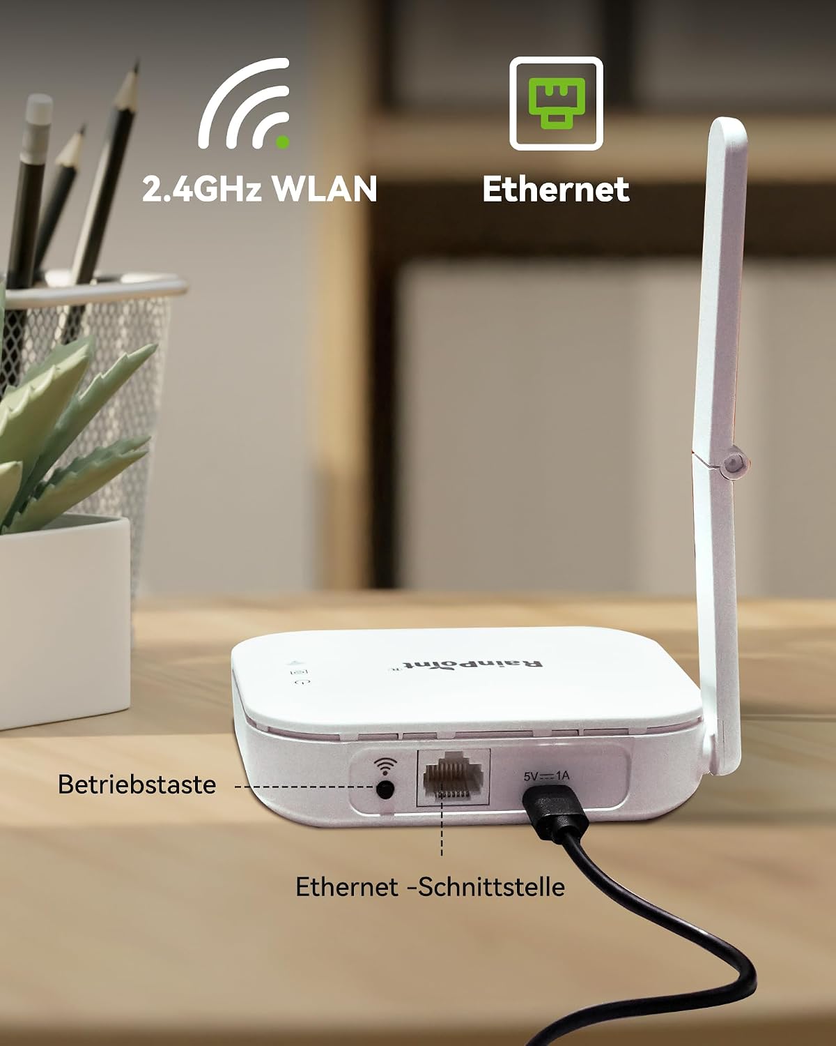 Detalle 2 de RAINPOINT Bewässerungscomputer WLAN mit Antennen-Gateway – Wettergesteuerte Steuerung, IP65, App- und Sprachsteuerung