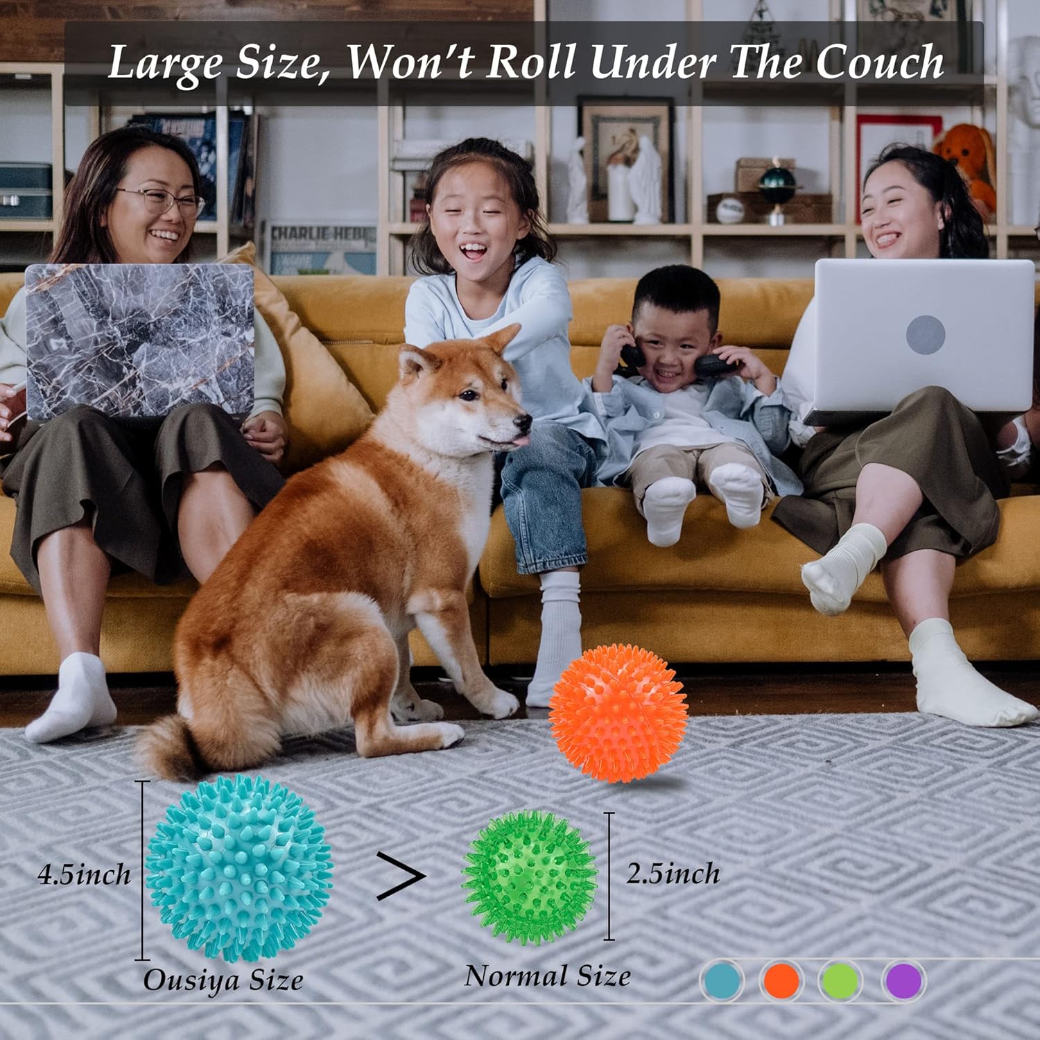 Detalle de Ousiya Thickened 12 cm Squeaky Dog Toy Ball for Aggressive Chewers