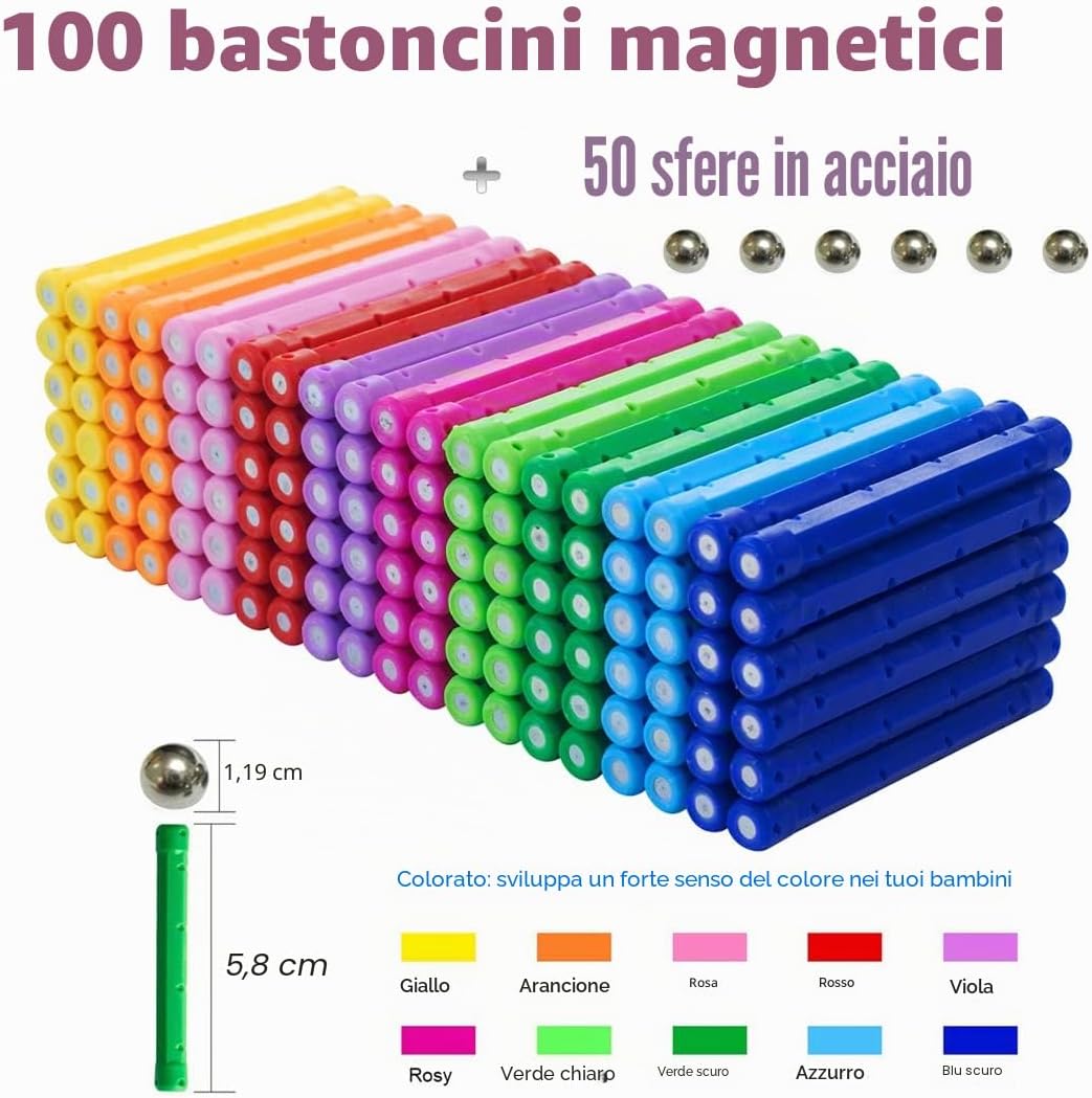Thumbnail 6 de Beicarin 150 bastoncini magnetici da costruzione 🧩