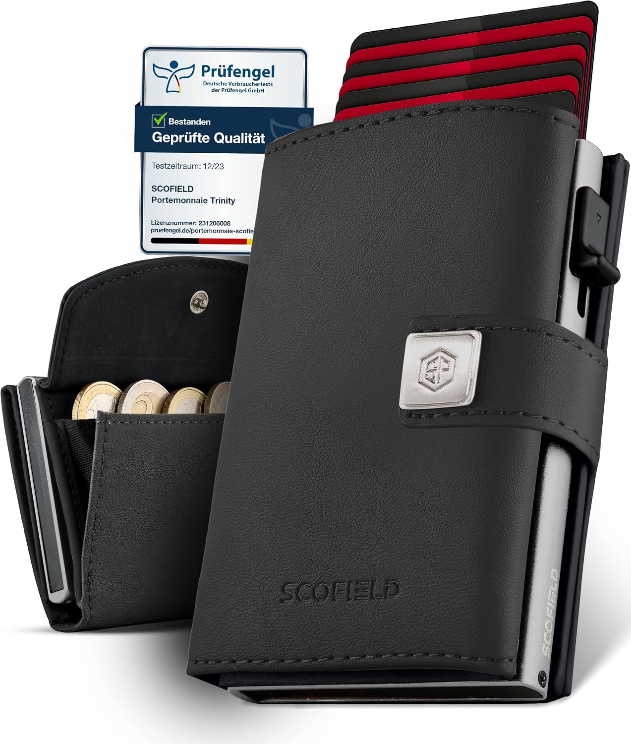 Detalle de SF SCOFIELD Herren Geldbörse Trinity mit RFID-Schutz für bis zu 12 Karten – schmale Smart Wallet