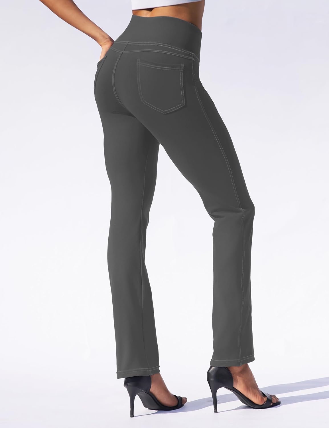 Detalle 2 de VOOVEEYA Women's High-Waisted Straight-Leg Yoga Leggings with Deep Pockets