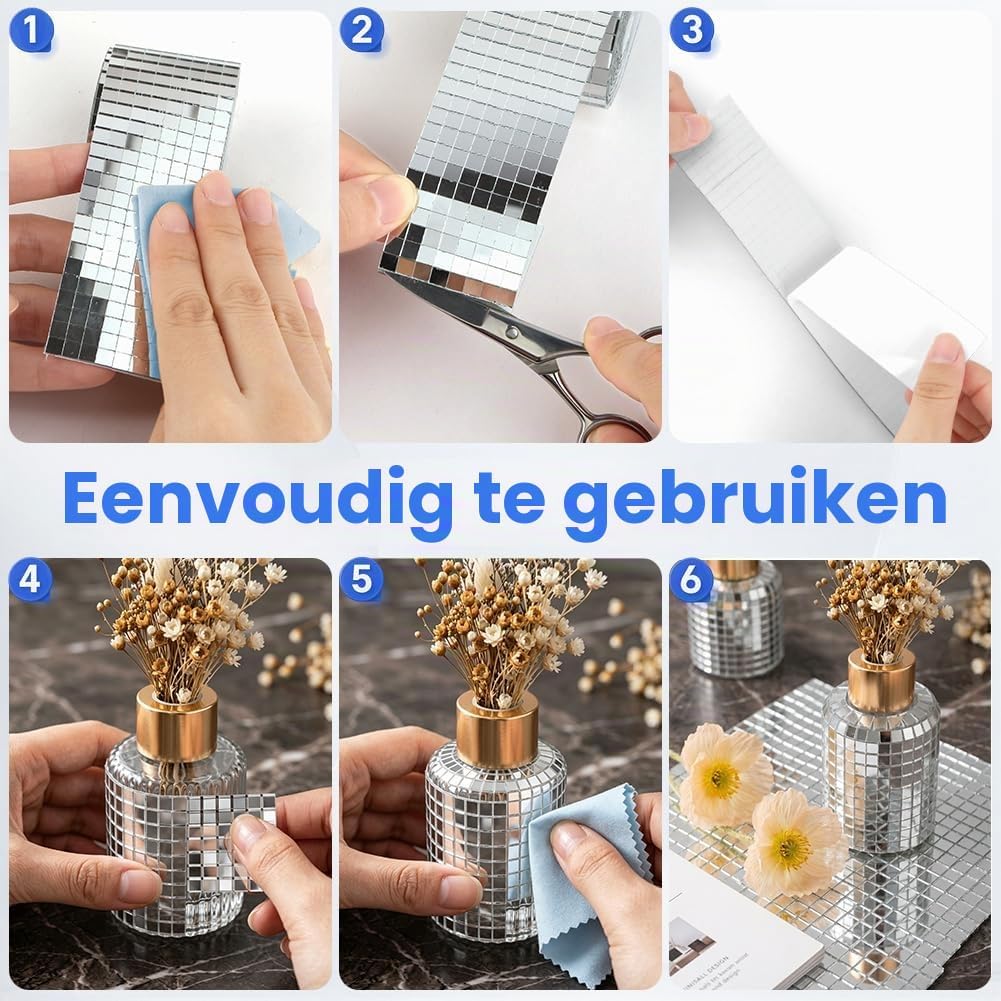 Detalle 2 de Aomig 5817924 spiegelmozaïektegels, zelfklevend, 5 × 5 mm