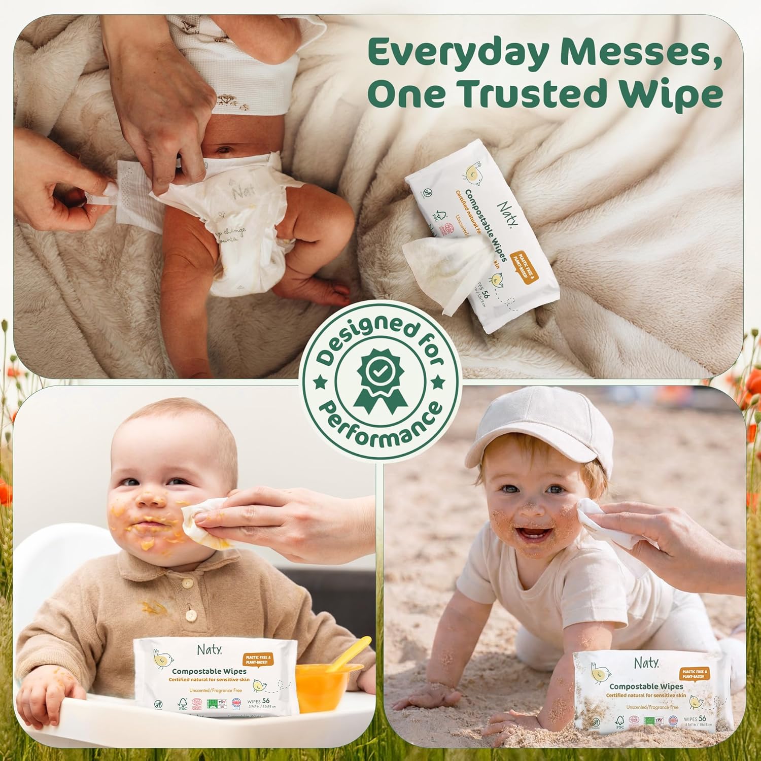 Detalle 2 de Naty Baby Wet Wipes: Natural, Fragrance-Free & Plant-Based (672 Count, 12 Packs)