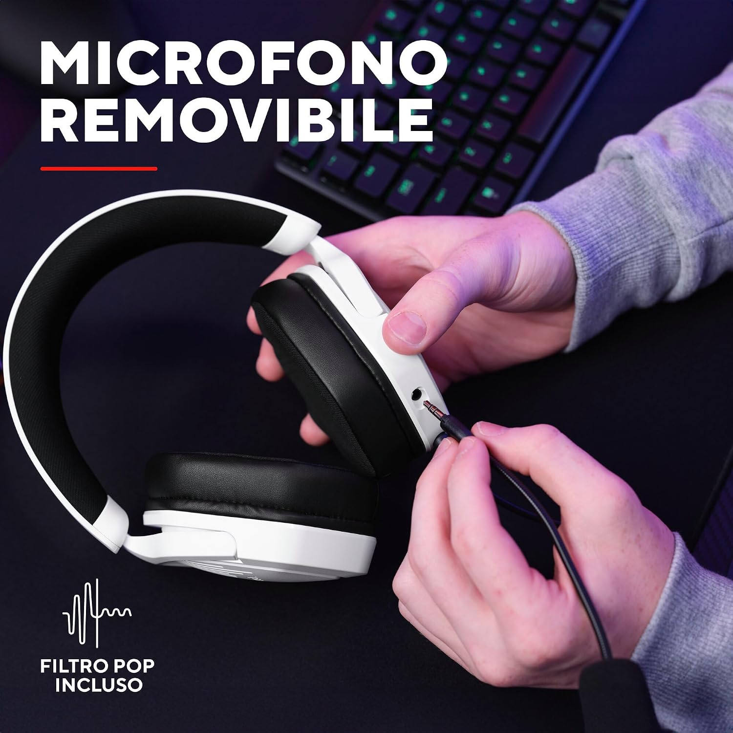 Thumbnail 5 de GXTrust Ravox 1492W: Cuffie gaming over‑ear con microfono removibile per PS5 PS4 Switch PC Xbox