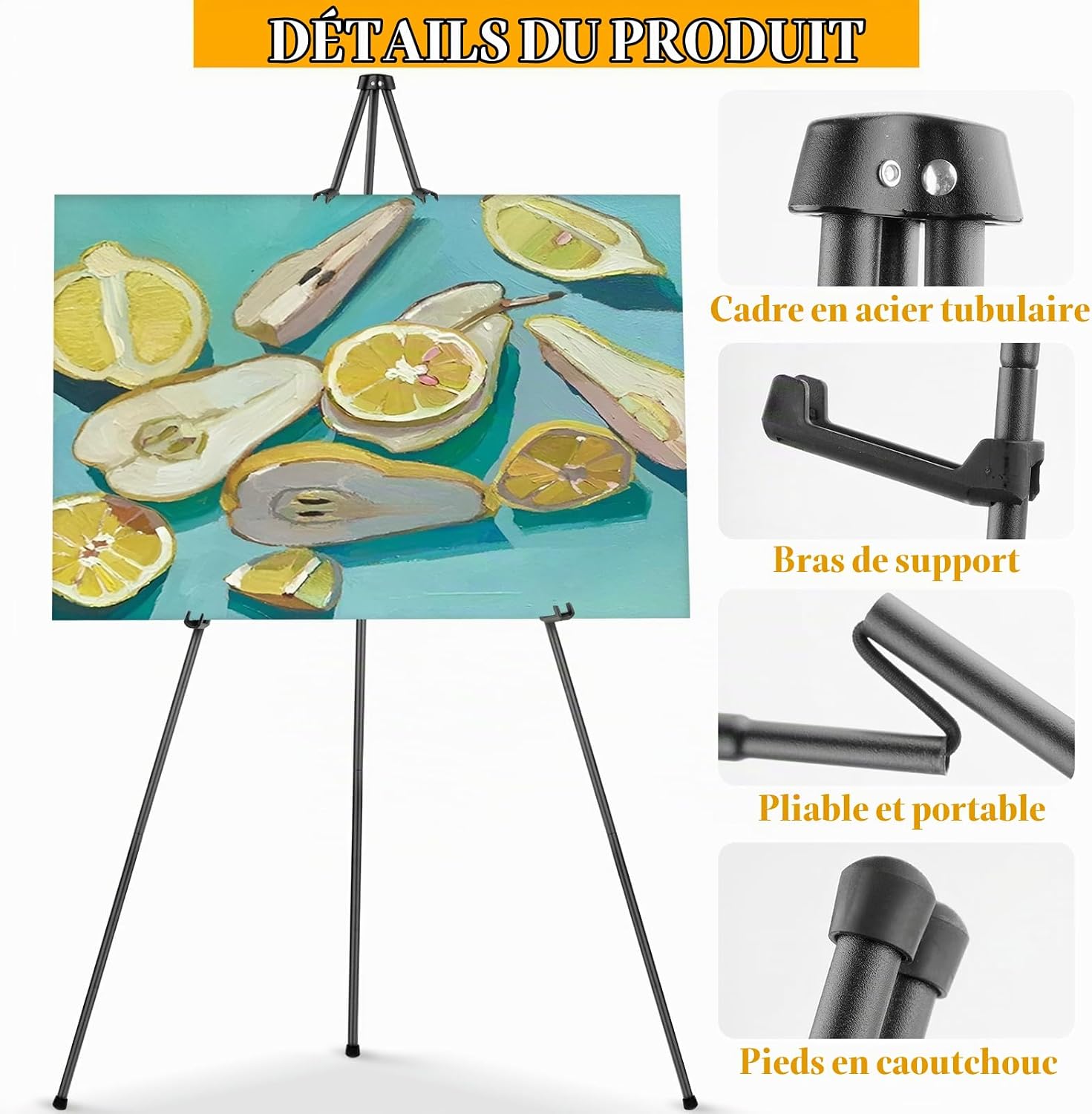 Detalle de KALBIGRO opvouwbare ezel 160 cm in staal, verstelbaar met rubberen voetjes