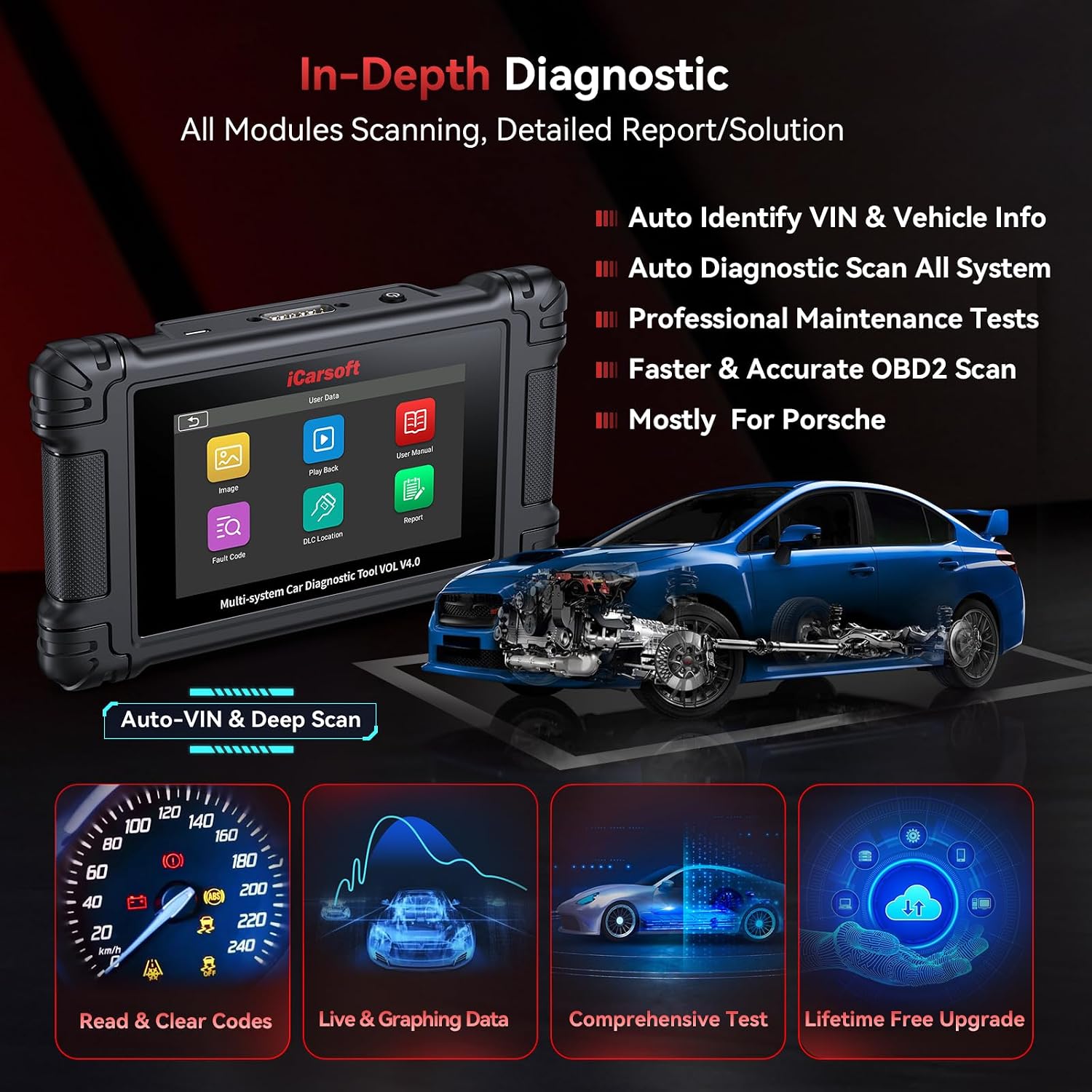 Thumbnail 4 de iCarsoft VOL V4.0 bidirectional diagnostic scan tool for Volvo/SAAB (OBD2) with Auto VIN