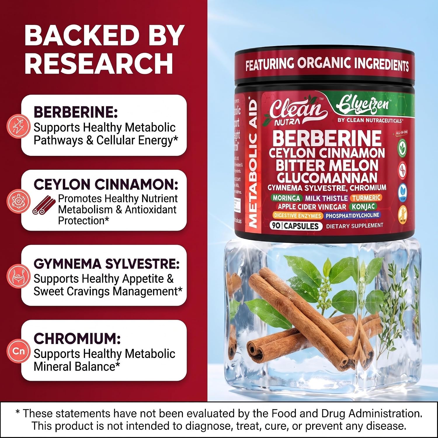 Detalle de Clean Nutra Berberine Supplement, 90 Capsules