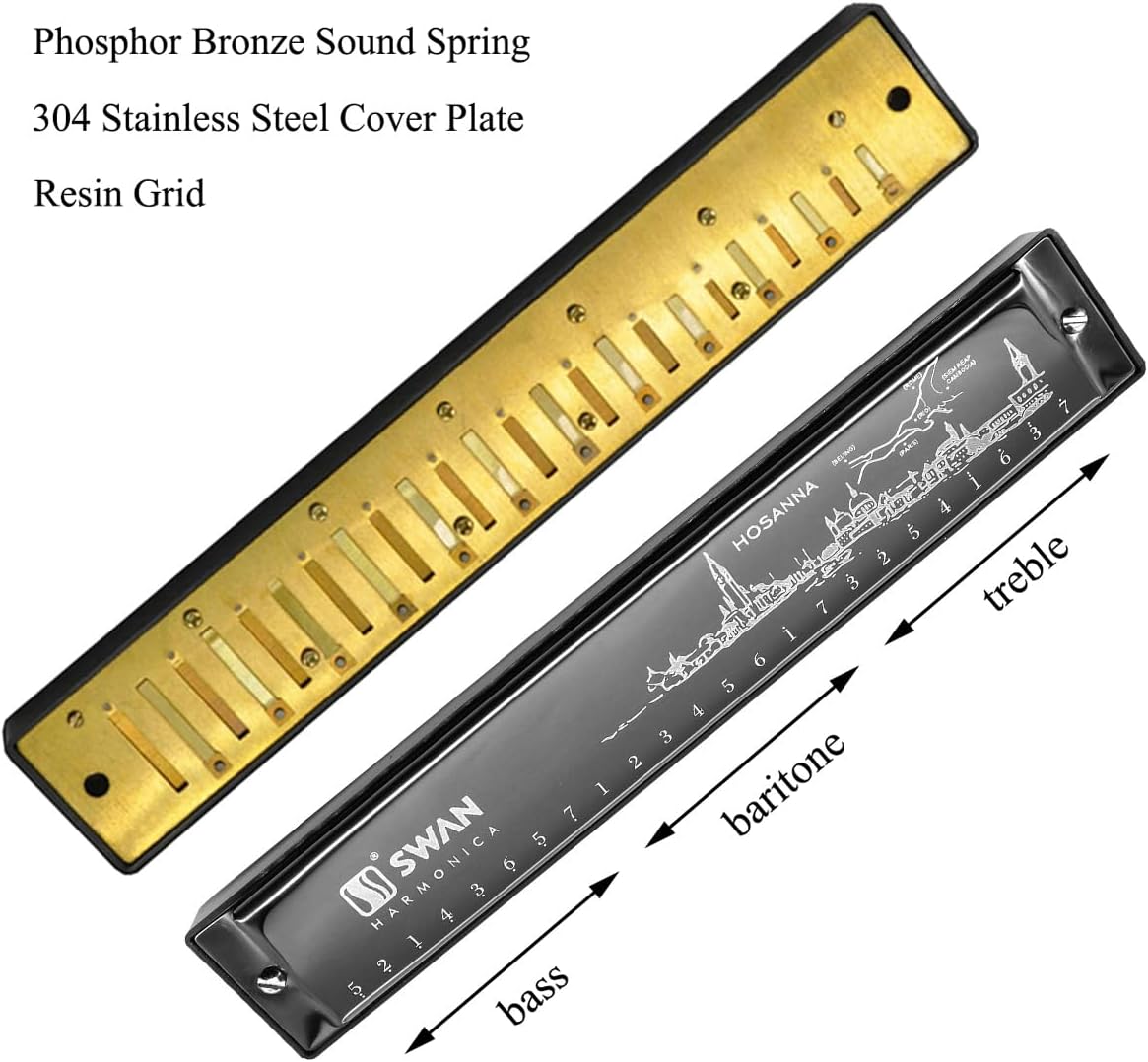 Detalle de Harmonica Mouth Organ Harp Armonica 24 Hole Key of C Diatonic Polyphonic Blues Harmonica