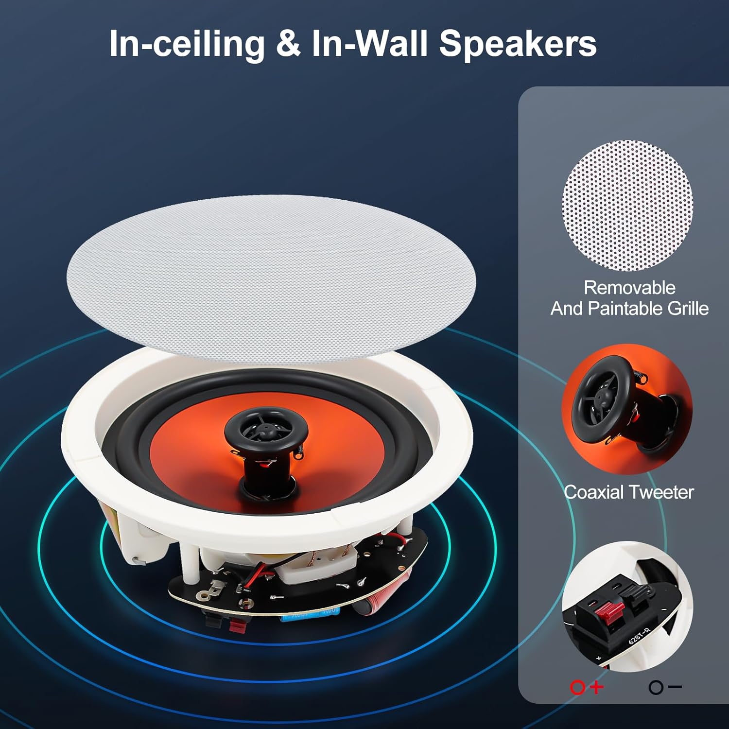 Detalle 2 de STUDIOFINIX 6.5" 300W Bluetooth Ceiling Speakers (2-Pack)