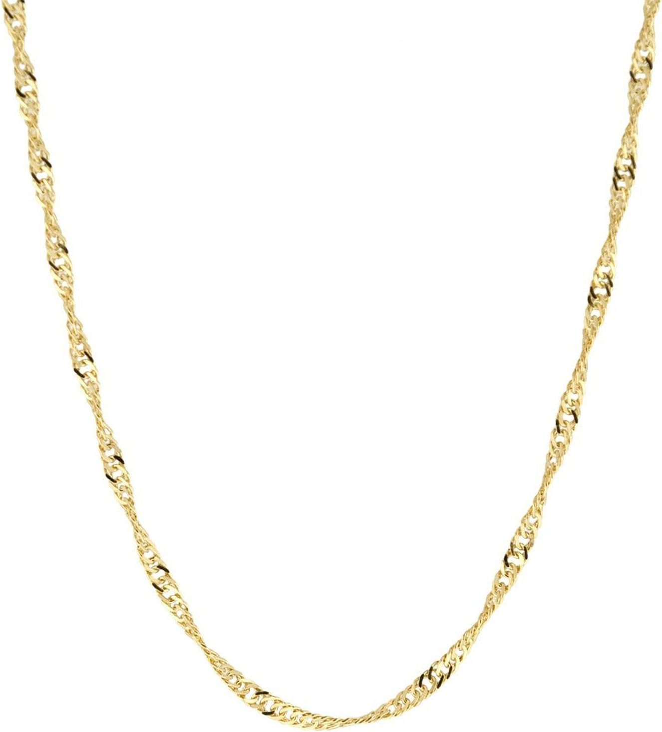 Detalle de Catenina in oro giallo 585 (14 ct) con maglia Singapore, decorazione double face, unisex