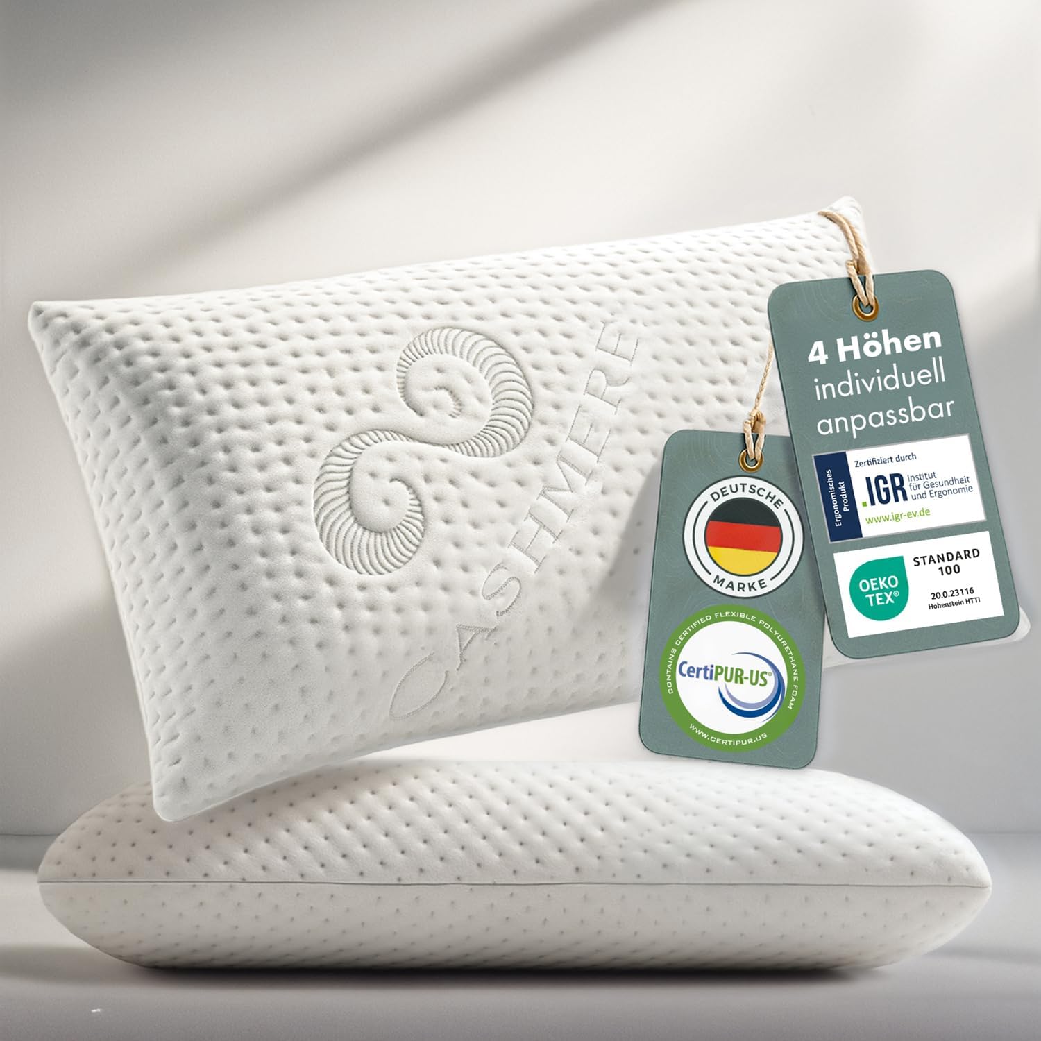 Detalle de Blumtal Nackenstützkissen aus Memory Foam (Orthopädisches Kopfkissen) 70x36 cm, 13 cm Höhe, waschbarer Bezug