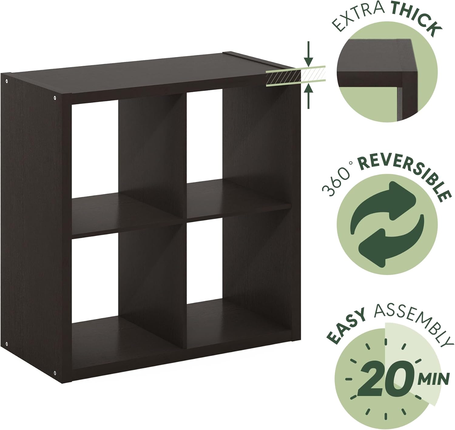 Thumbnail 5 de Furinno CUBICLE 4-Cube Bookshelf 14.6" x 30"