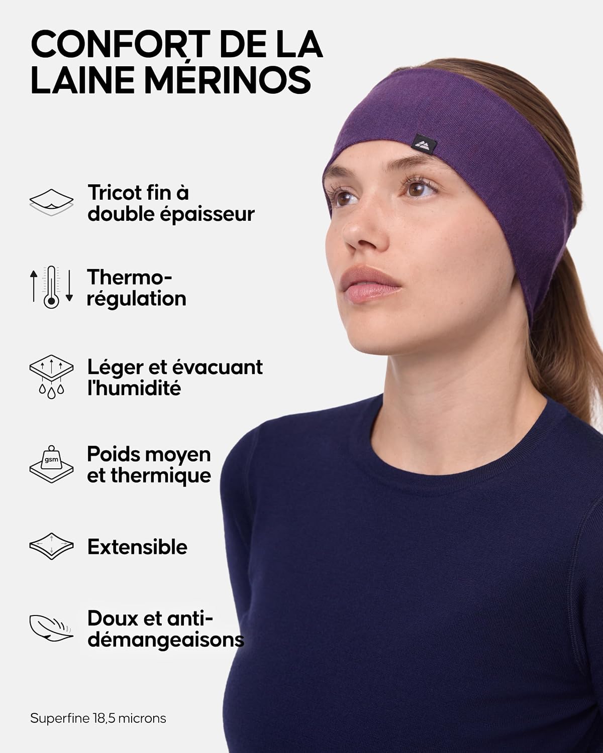 Detalle 2 de DANISH ENDURANCE Bandeau Mérinos 180 g/m² 🧣