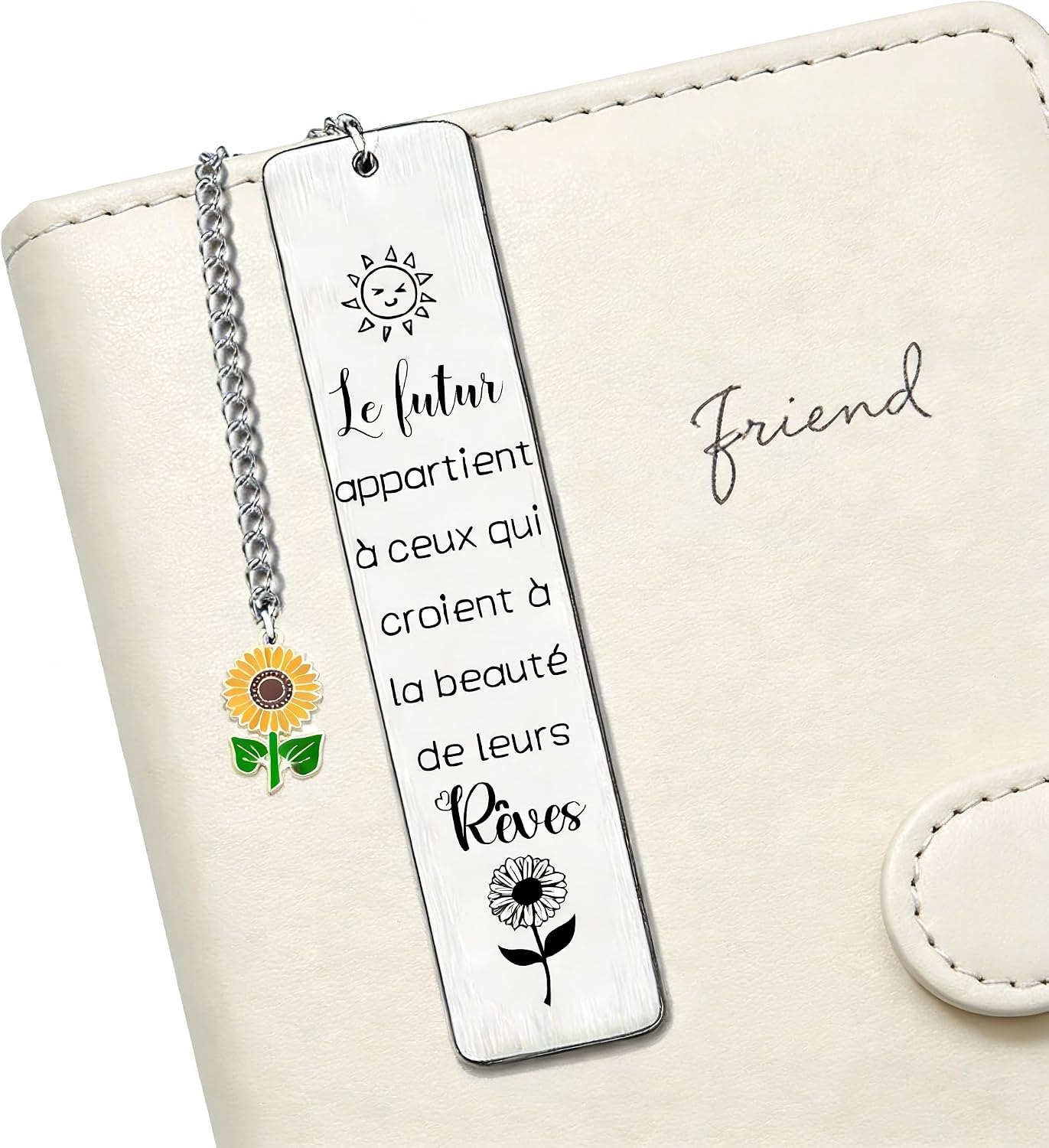 Detalle de YZLPLP GF bladwijzer van roestvrij staal met inspirerende quote en bedeltje