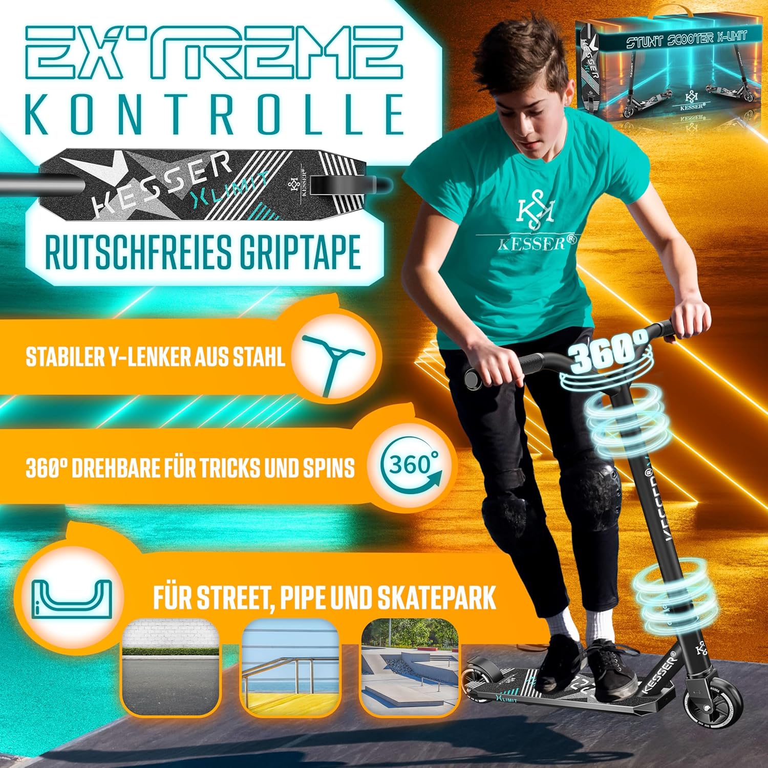 Thumbnail 1 de KESSER Stunt Scooter X-Limit 360° Lenkung 100 kg