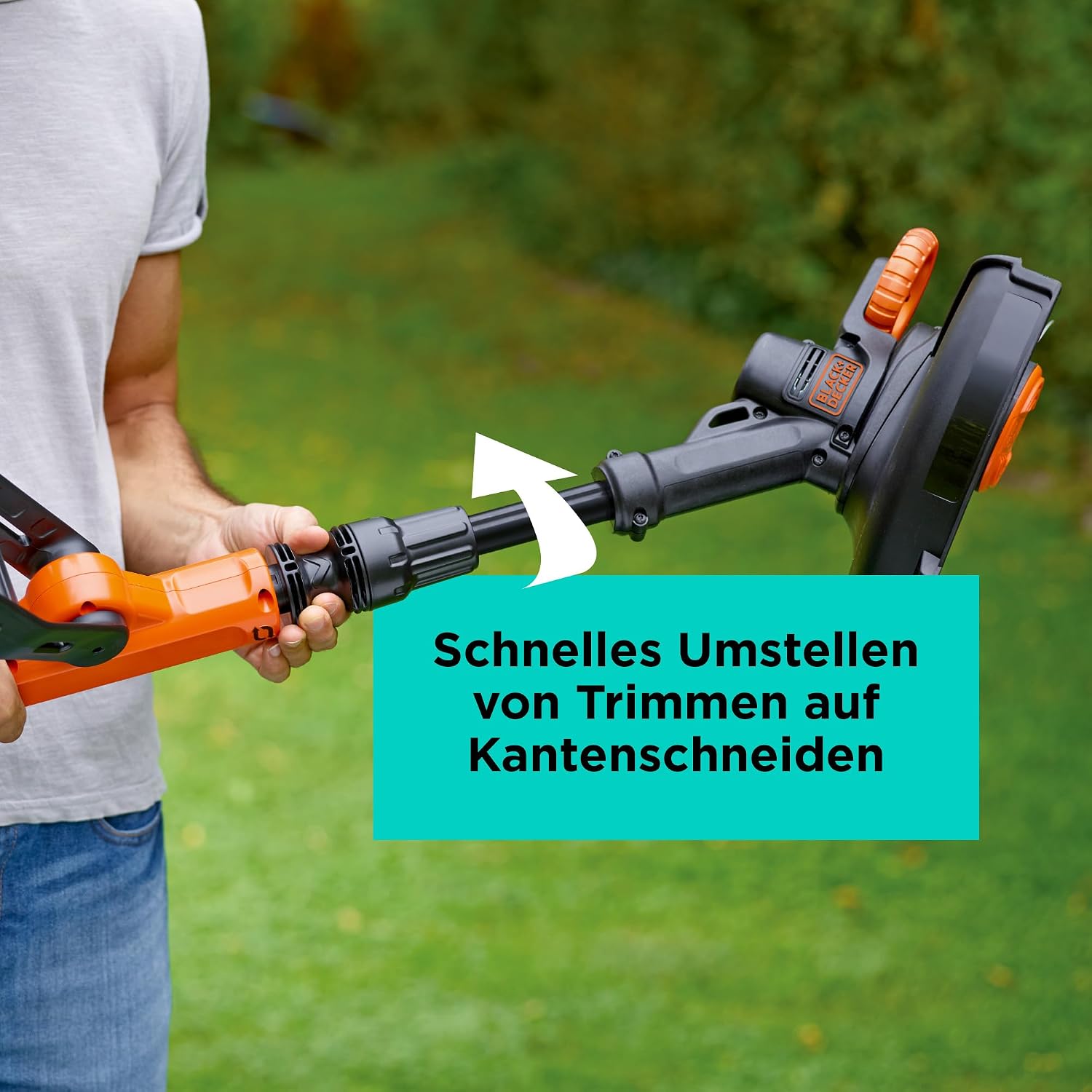 Detalle 2 de BLACK+DECKER 18V Akku-Rasentrimmer BCST918B – 28 cm Schnittbreite, AFS Reflex Fadenverlängerung, verstellbarer Zweithandgriff