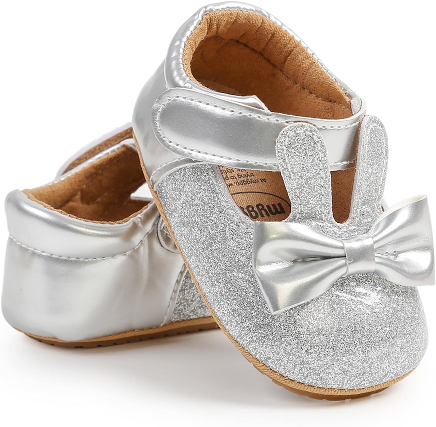 Detalle 2 de RVROVIC Baby Girl Moccasins Princess Sparkly Soft Sole Prewalkers (Mary Jane Flats)
