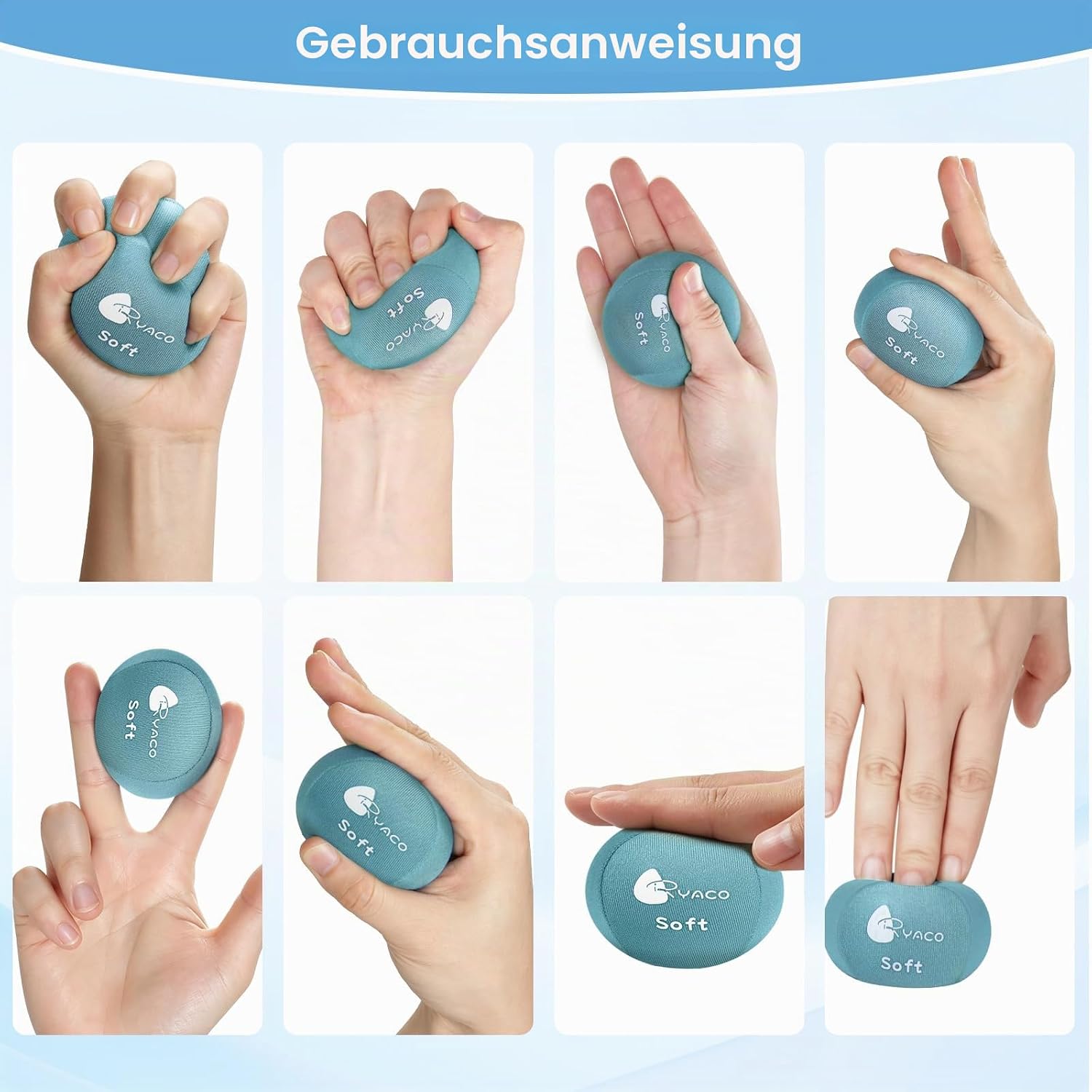 Detalle de Ryaco Antistress-Bälle 2er-Set – Handtrainer, Knetball & Fingergymnastik-Ball