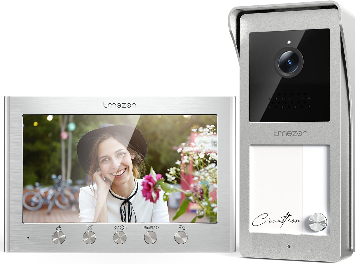 Detalle de TMEZON Video-Türsprechanlage mit Türöffner: 7‑Zoll-Farbmonitor & HD-Türklingelkamera (2‑Draht)