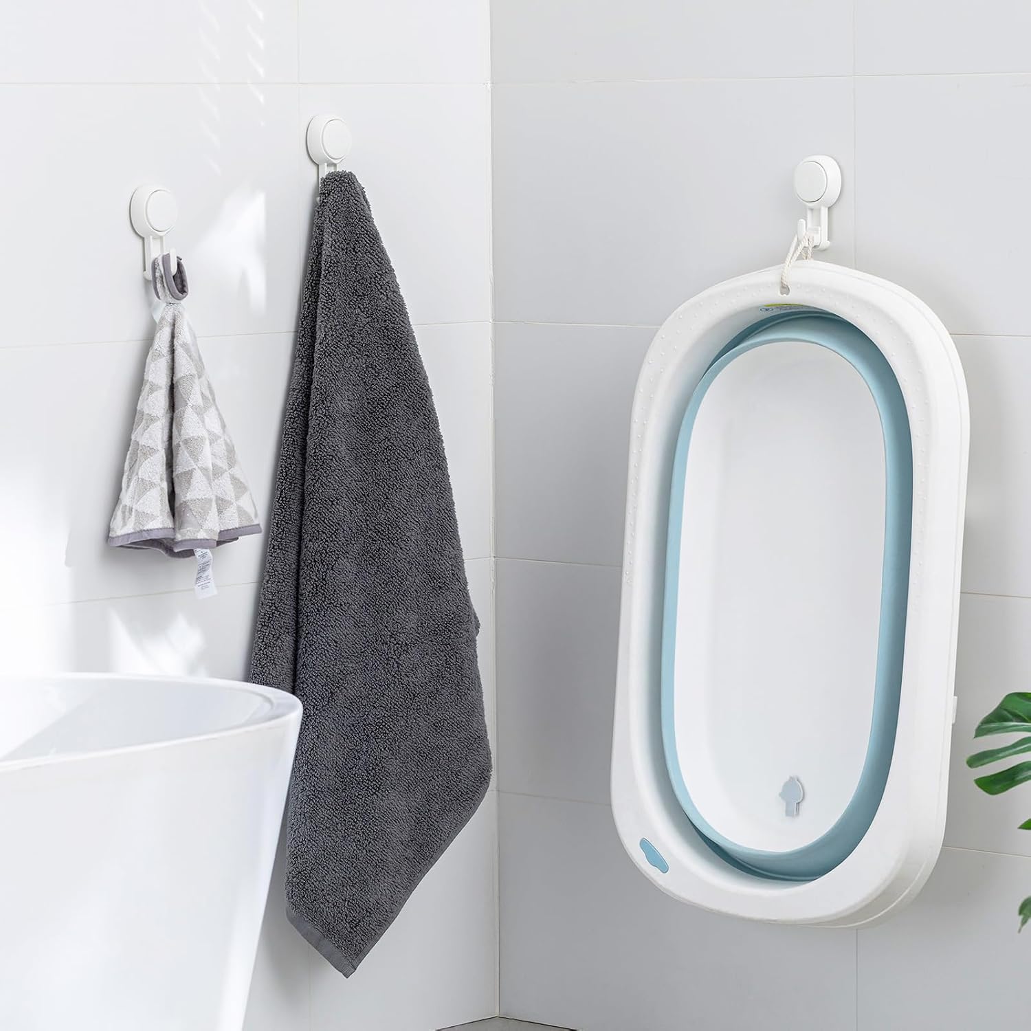 Detalle de TAILI AW567 4-Pack Suction Cup Hooks, White, 360° Rotatable