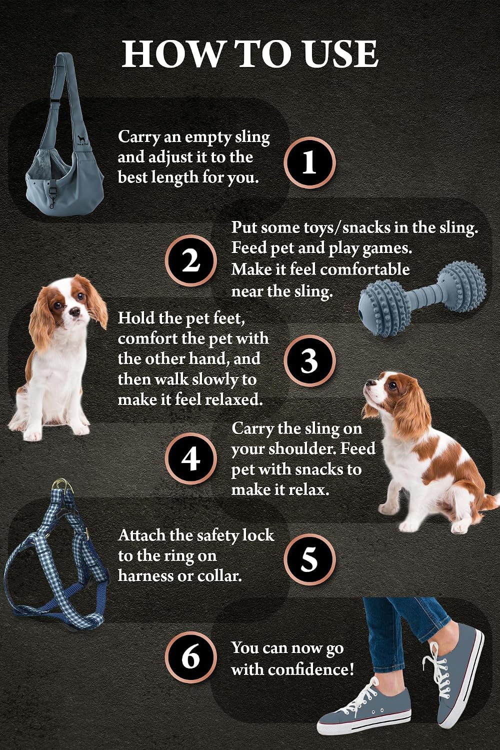 Thumbnail 5 de Noah & Paw dog sling carrier (3–10lb) with adjustable padded strap, lined twill and double safety